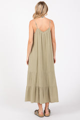 Olive Tiered Hem Midi Dress