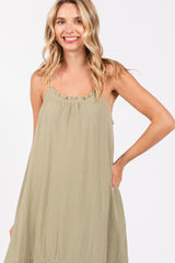 Olive Tiered Hem Midi Dress