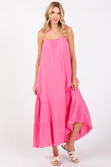 Fuchsia Tiered Hem Midi Dress