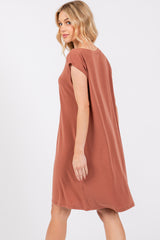 Rust Basic Sleeveless Dress