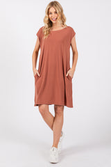 Rust Basic Sleeveless Dress