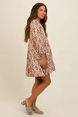 Cream Printed Maternity Mini Dress