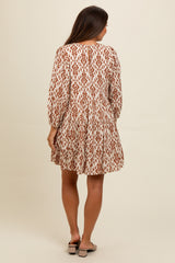 Cream Printed Maternity Mini Dress