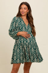 Forest Green Printed Maternity Mini Dress