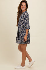 Navy Printed Mini Dress