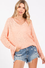 Peach Chunky Knit Side Slit Maternity Sweater