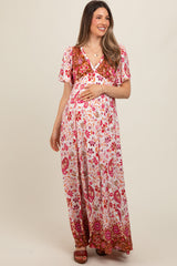 Ivory Mixed Floral Maternity Maxi Dress