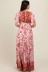 Ivory Mixed Floral Maxi Dress