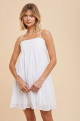 White Eyelet Lace Babydoll Maternity Mini Dress