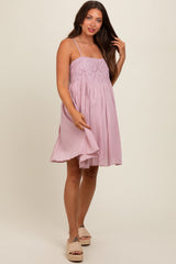 Lavender Eyelet Lace Babydoll Maternity Mini Dress