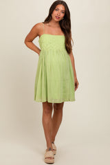 Lime Eyelet Lace Babydoll Maternity Mini Dress