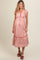 Salmon Floral Lace Trim Maternity Midi Dress
