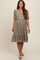 Olive Embroidered Maternity Midi Dress