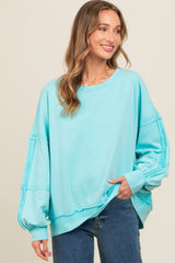 Aqua Raw Hem Detail Maternity Pullover Top