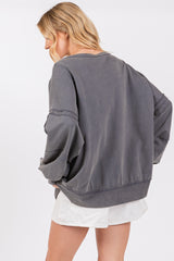 Charcoal Raw Hem Detail Pullover Top