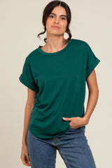 Hunter Green Cuff Sleeve Top