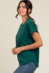 Hunter Green Cuff Sleeve Top