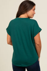 Hunter Green Cuff Sleeve Maternity Top