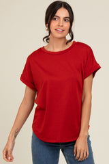 Rust Cuff Sleeve Maternity Top