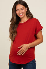 Rust Cuff Sleeve Maternity Top