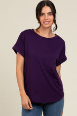 Purple Cuff Sleeve Maternity Top