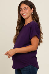 Purple Cuff Sleeve Maternity Top