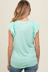 Mint Double Ruffle Sleeve Maternity Top