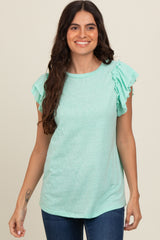 Mint Double Ruffle Sleeve Top