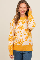 Yellow Floral Crew Neck Sweater