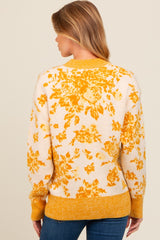 Yellow Floral Crew Neck Maternity Sweater