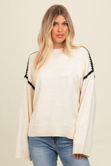 Cream Contrast Stitch Maternity Sweater