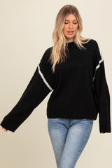 Black Contrast Stitch Maternity Sweater