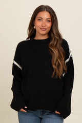 Black Contrast Stitch Maternity Sweater