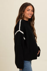 Black Contrast Stitch Maternity Sweater