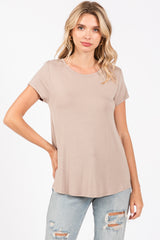 Mocha Basic Short Sleeve Maternity Top