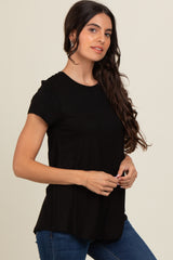 Black Basic Short Sleeve Top