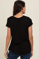 Black Basic Short Sleeve Top