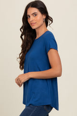 Royal Blue Basic Short Sleeve Top