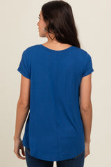 Royal Blue Basic Short Sleeve Top