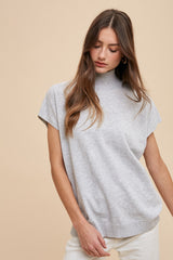 Heather Grey Mock Neck Knit Maternity Top