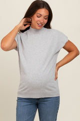 Heather Grey Mock Neck Knit Maternity Top