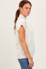 Cream Mock Neck Knit Top