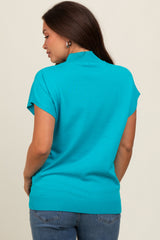 Teal Mock Neck Knit Maternity Top