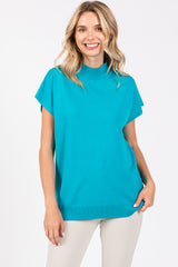 Teal Mock Neck Knit Maternity Top