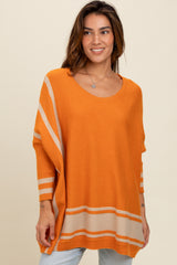 Rust Mixed Stripe Dolman Sleeve Sweater