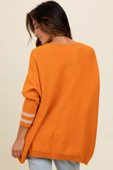 Rust Mixed Stripe Dolman Sleeve Sweater