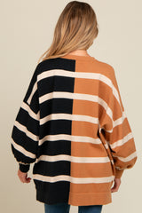 Mocha Striped Colorblock Dolman Knit Maternity Top