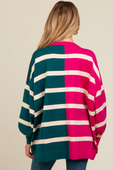 Fuchsia Striped Colorblock Dolman Knit Maternity Top