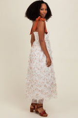 Peach Floral Ruffle Tiered Maxi Dress