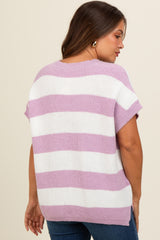 Mauve Striped V-Neck Maternity Sweater Top